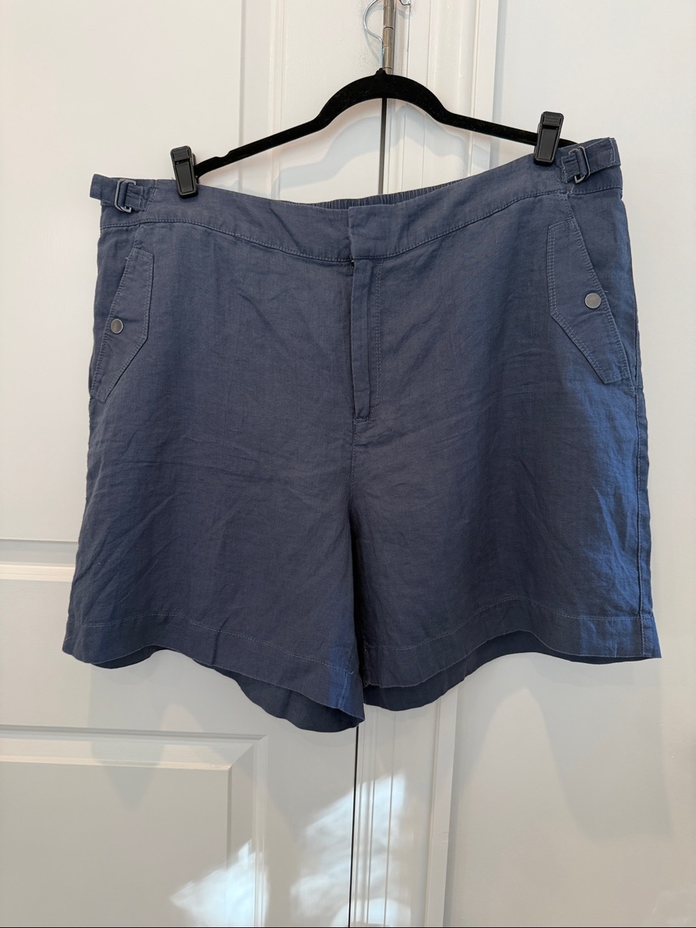 Athleta Voyager Linen Shorts Size 20 Granite Blue NWOT